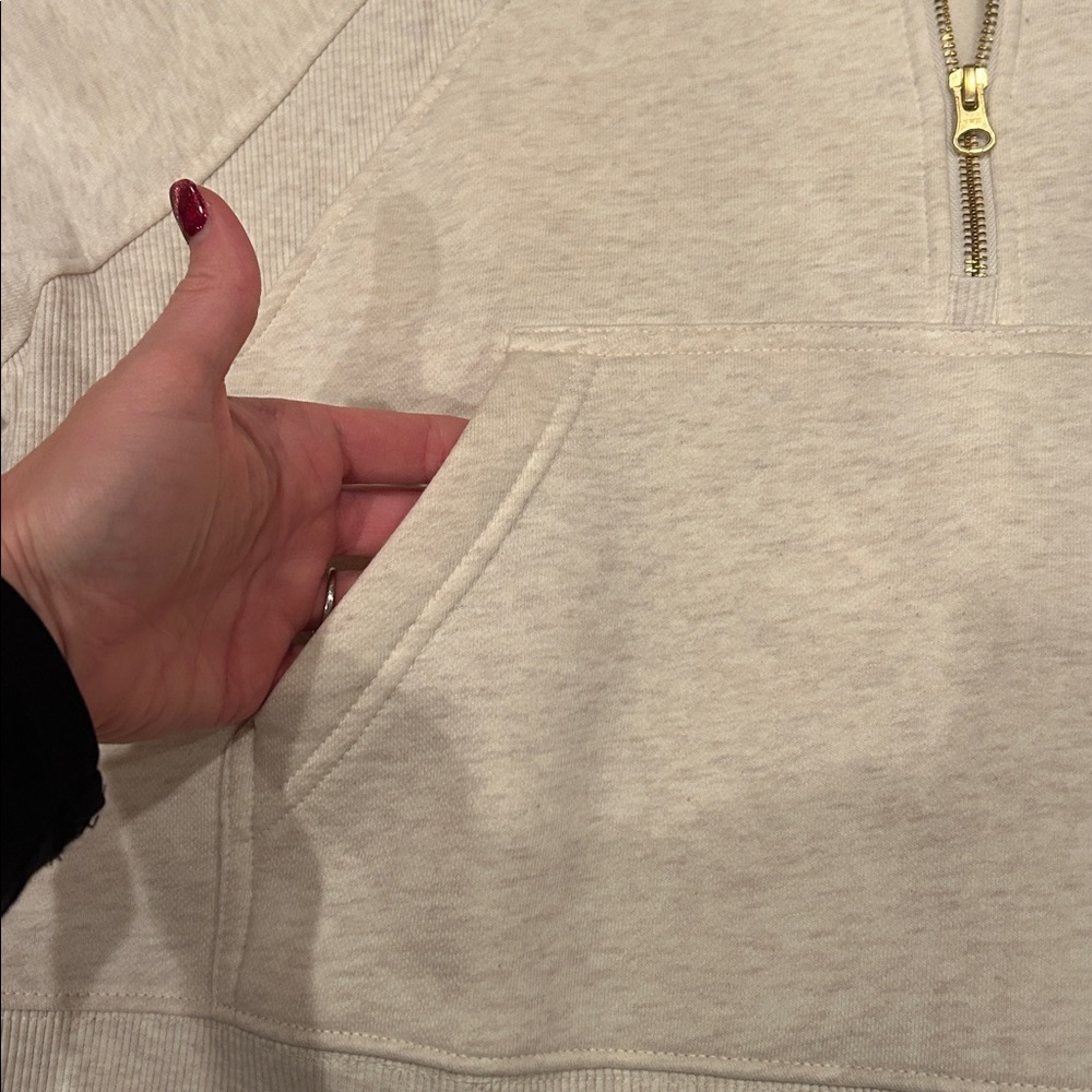 Cream Quarter-Zip Pullover - Picture 3 of 4